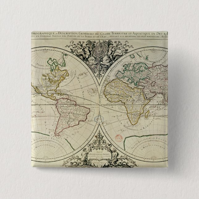 Geo-Hydrographic Mappamonde 15 Cm Square Badge (Front)