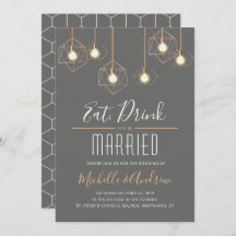 Geo Lights Eat Drink and be Married Grey Wedding