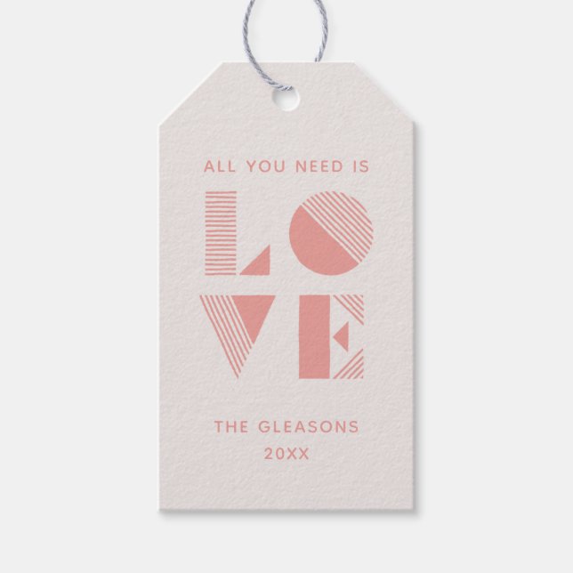 Geo Love Valentine's Day Photo Gift Tag - Salmon (Front)