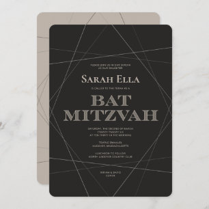Geo Modern Silver Bat Mitzvah Invitation