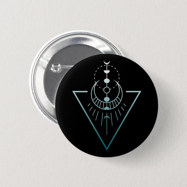 geo moon phases 6 cm round badge (Front & Back)