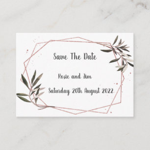 Geo Olive Leaf Budget Save The Date Card