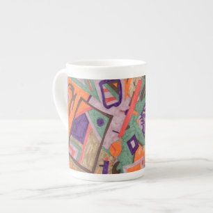 Geo-Organic Pool, Abstract Art Bone China Mug