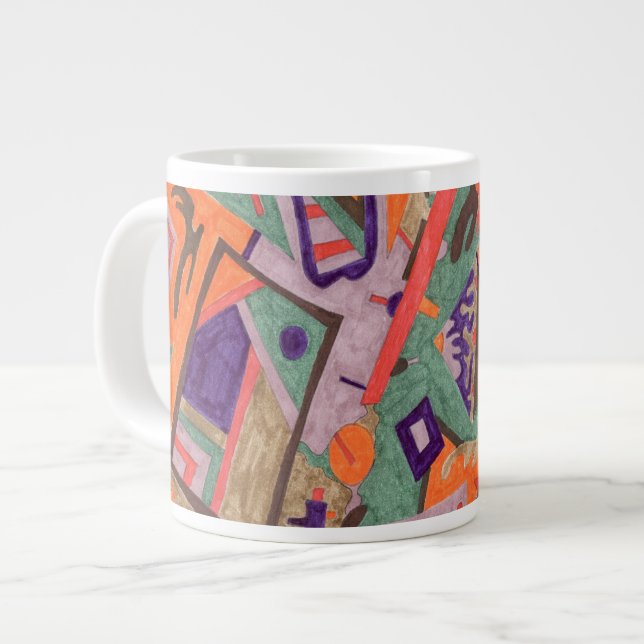 Geo-Organic Pool, Abstract Art Large Coffee Mug (Front Left)