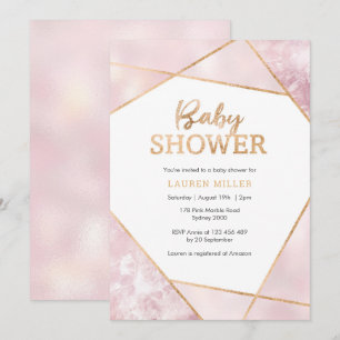 Geo Pink and Gold Baby Shower invitation