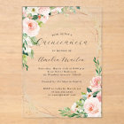 Geo Pink Floral Clear Acrylic Floral Quinceanera 