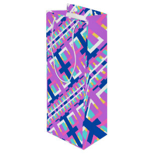 Geo Purple Pink Blue Wine Gift Bag