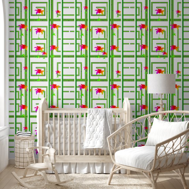  Geo Rainbow Floral Grid     Wallpaper (Kids)