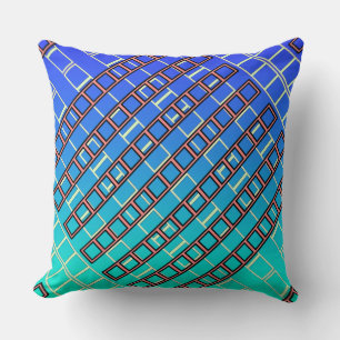 Geo Repeat Blue Green  Cushion