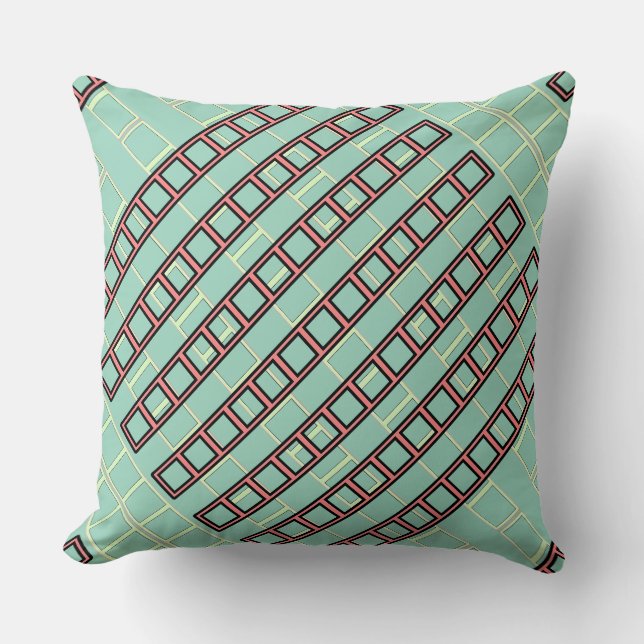 Geo Repeat Teal  Cushion (Front)
