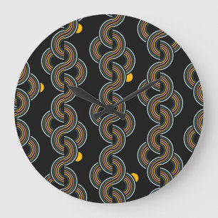 Geo Stripe: Trendy Vintage Design Large Clock