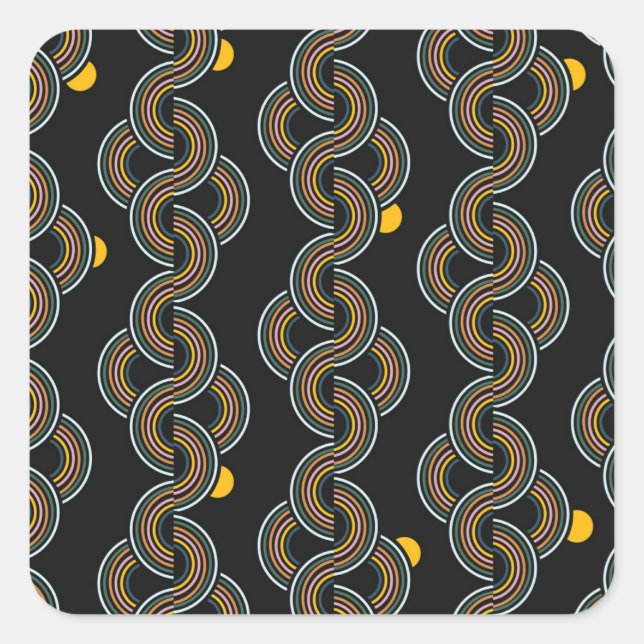 Geo Stripe: Trendy Vintage Design Square Sticker (Front)