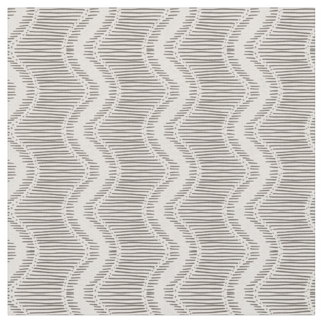 Geo stripes grey waves elegant  fabric (Close Up)