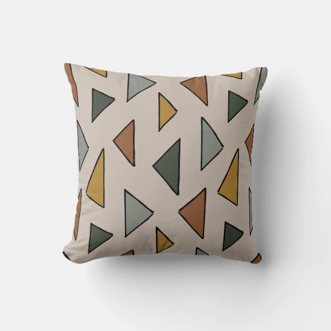Geo Triangles Warm Earthy Throw Pillow (Front)