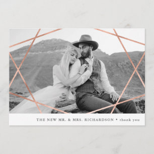 Geo Wedding   Faux Copper with Photo Thank You