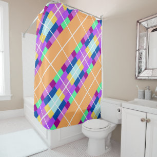 Geo Yellow Purple Violet Bue Shower Curtain