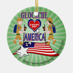 GEOCACHE AMERICA GEOCACHING CERAMIC TREE DECORATION