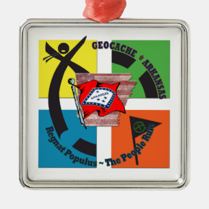 GEOCACHE ARKANSAS MOTTO PEOPLE RULE METAL ORNAMENT