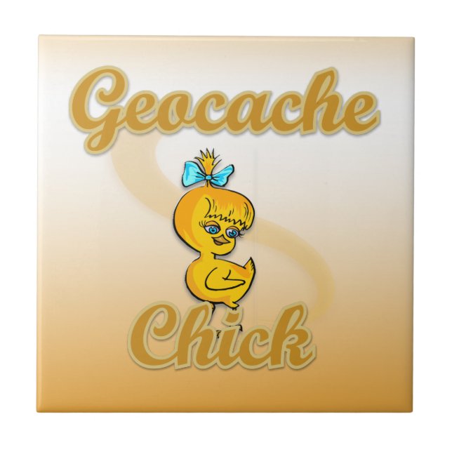 Geocache Chick Ceramic Tile (Front)