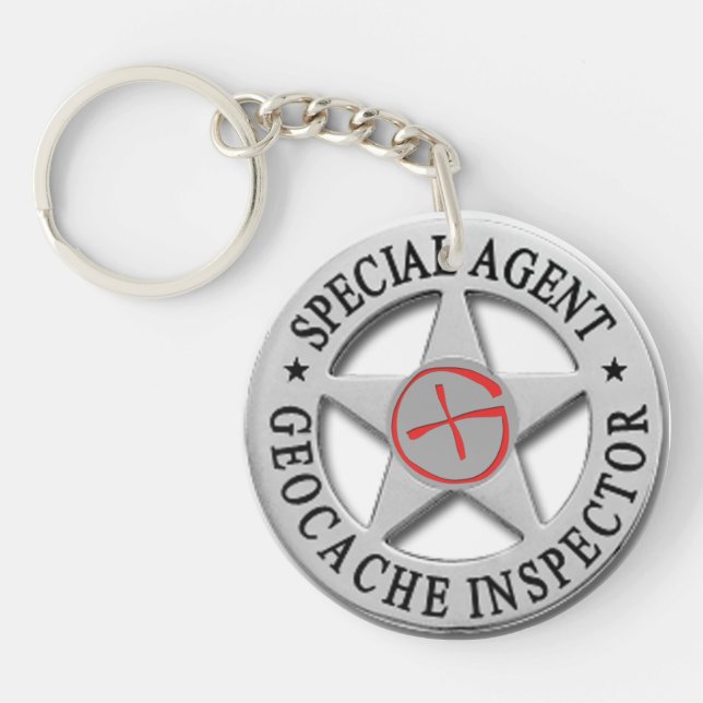 Geocache Inspector *Special Agent* w/logo Key Ring (Front)