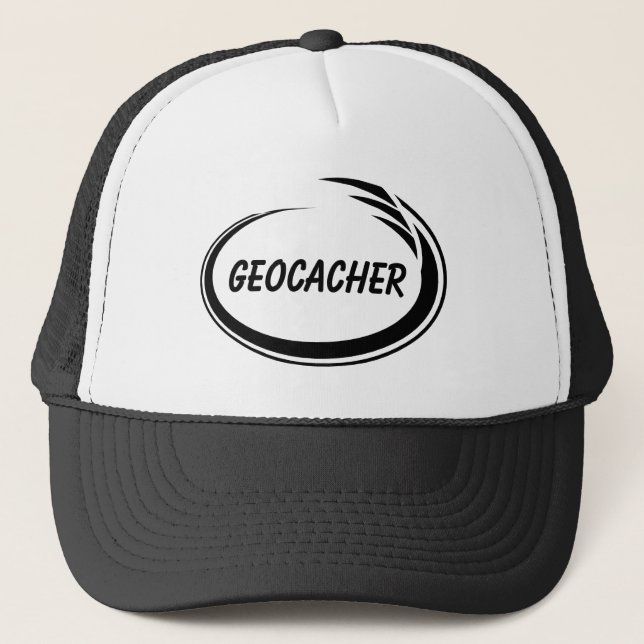 Geocacher Black Splash Trucker Hat (Front)