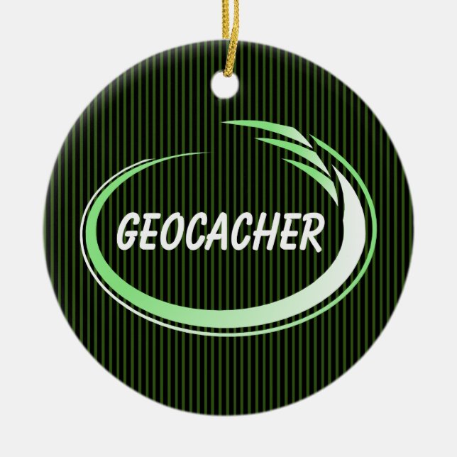 Geocacher Green Splash Ceramic Ornament (Front)