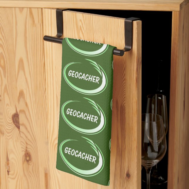Geocacher Green Splash Tea Towel (Thirds Fold)