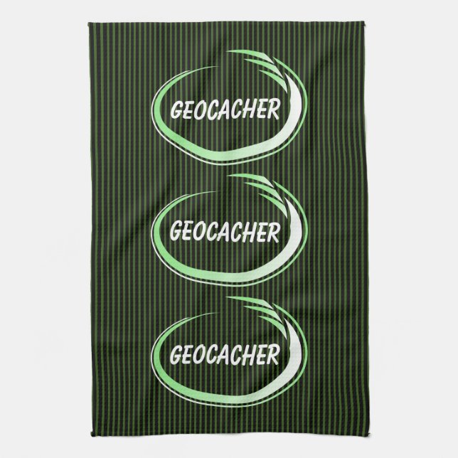 Geocacher Green Splash Tea Towel (Vertical)