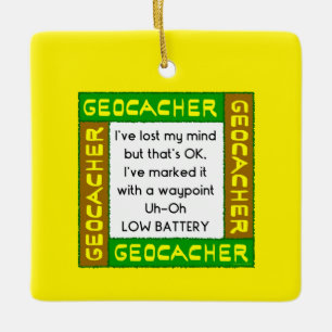 Geocacher Lost Mind In Green Ceramic Ornament