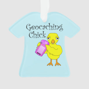 Geocaching Chick Curly Text Ornament