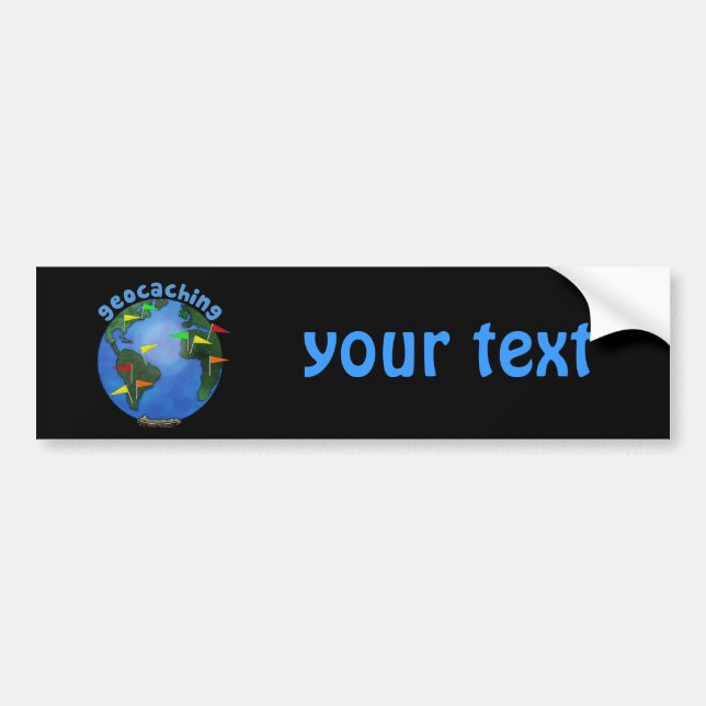 Geocaching Earth With Cache Flags Custom Bumper Sticker (Front)
