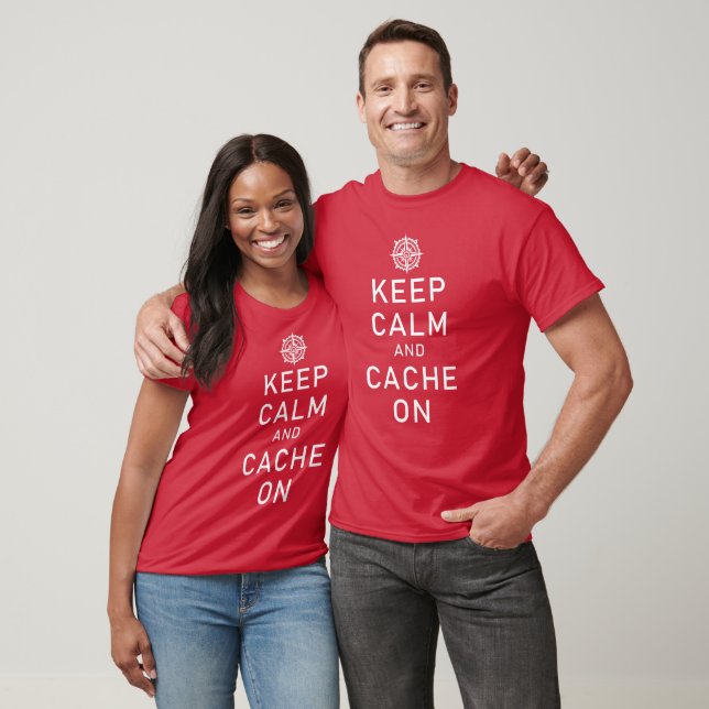 Geocaching Keep Calm And Cache On Funny FTF Gift T-Shirt (Unisex)