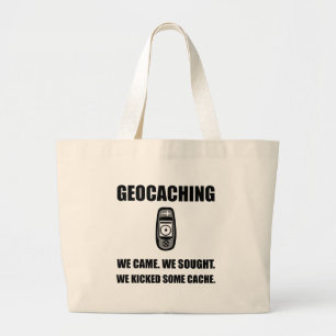 Geocaching Kicked Cache Large Tote Bag