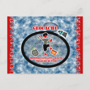 Geocaching  Obsessed Satellite Postcard