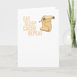 Geocaching Treasure Map Eat Sleep Cache Repeat Card