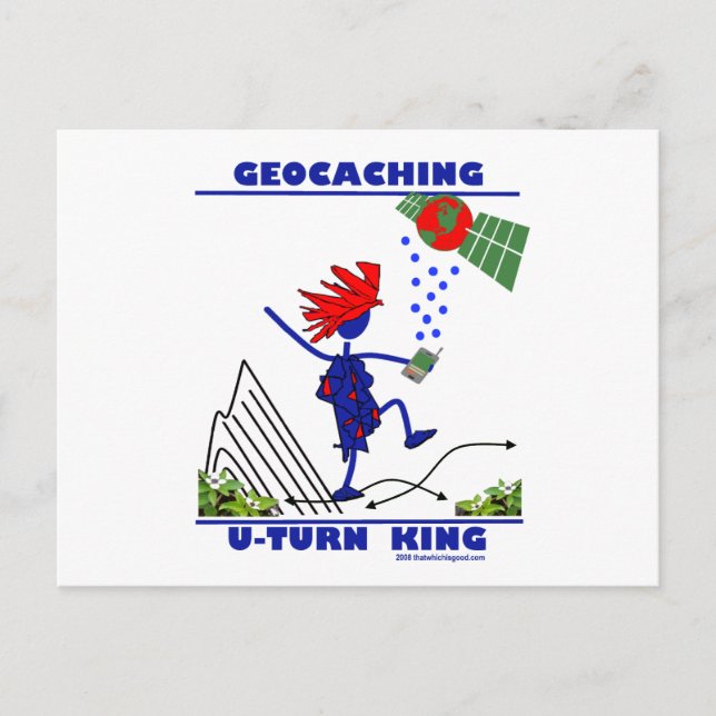 Geocaching U Turn King Postcard (Front)