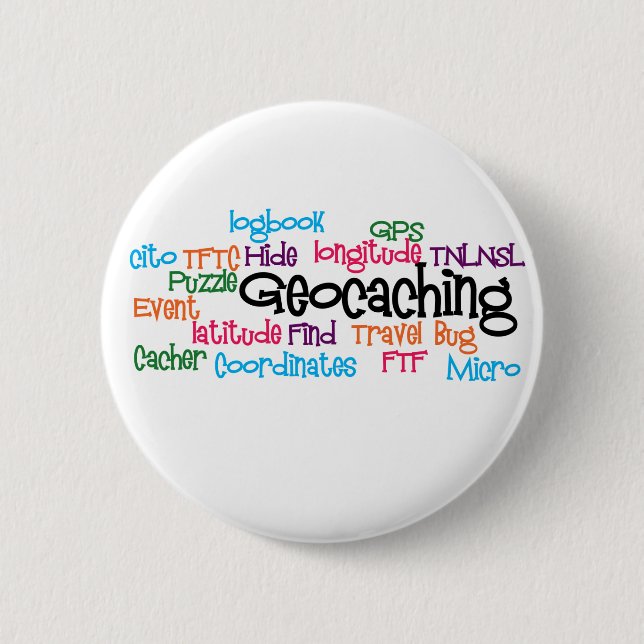 Geocaching Word Collage 6 Cm Round Badge (Front)