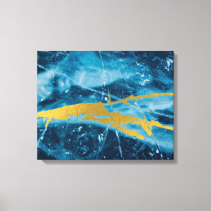 Geode Agate Gemstone Blue and Gold Canvas Print