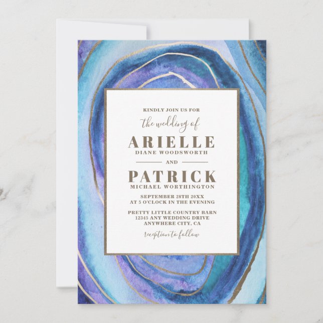 Geode Agate Gemstone Wedding Invitations (Front)