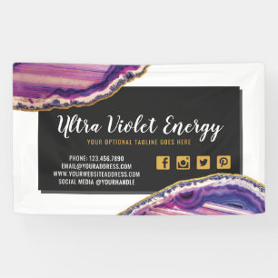 Geode Agate Slice Gemstone Ultra Violet Purple Banner