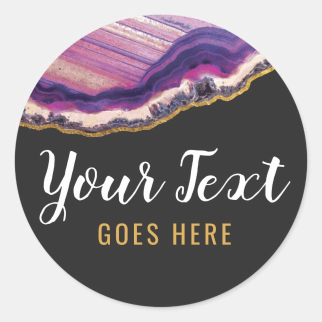 Geode Agate Slice Gemstone Ultra Violet Purple Classic Round Sticker (Front)