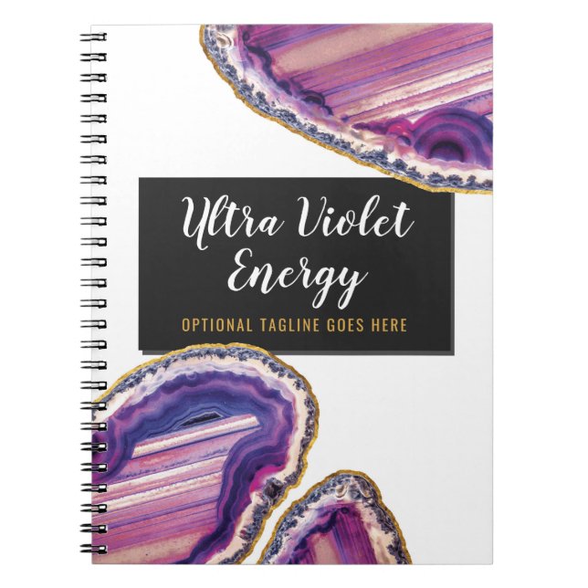 Geode Agate Slice Gemstone Ultra Violet Purple Notebook (Front)