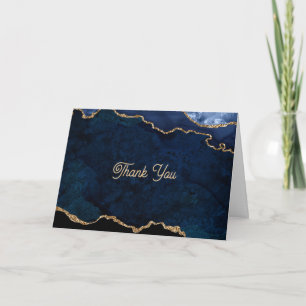 Geode Blue Gilded Thank You Card