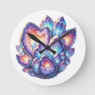 Geode Crystal Cluster Round Clock