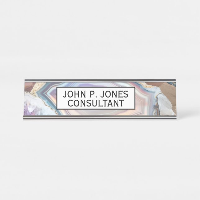 Geode Crystal | Crystal Photo Desk Name Plate (Front)