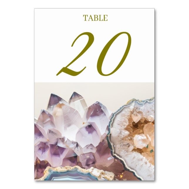Geode Crystal Wedding Table Cards (Front)