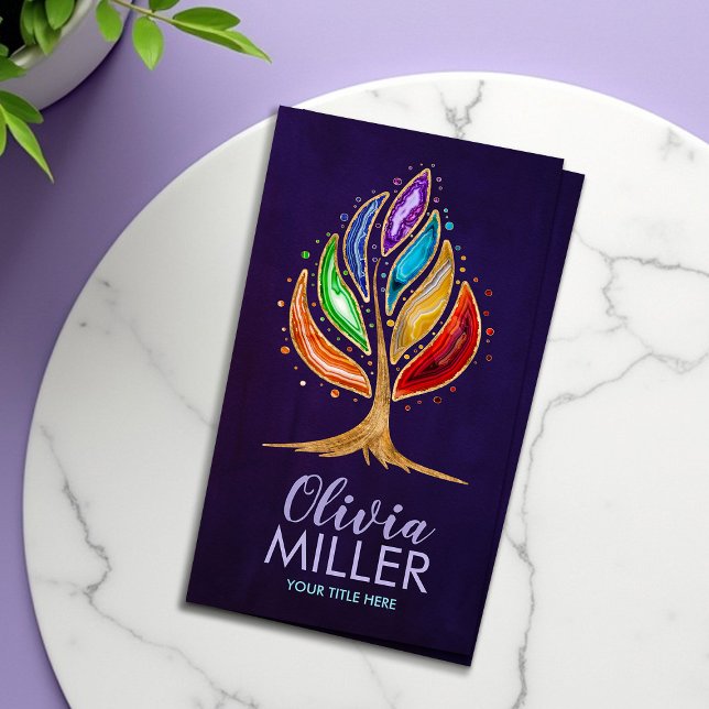 Geode Crystals Chakras Tree Business Card (Creator Uploaded)