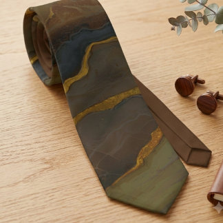 Geode Marble Gold Vein Dark Academia Tie