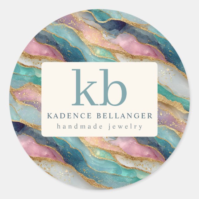 Geode Pattern Branded Jewellery Stickers (Front)