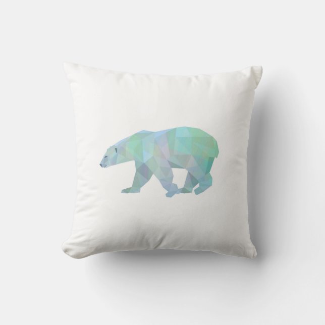 Geode Polar Bear Throw Pillow (Front)